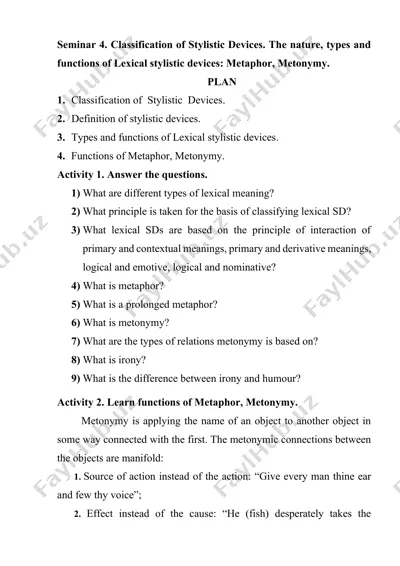 stylistic devices classification seminar — DOCX