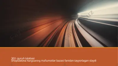 ma'lumotlar bazasi bog'liqlik turlari haqida slayd — PPTX