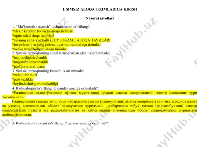 simsiz aloqa tizimlariga kirish — DOCX