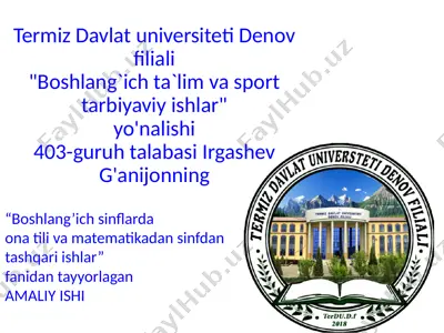 "mehnat va uning o'qitish metodikasi" — PPTX