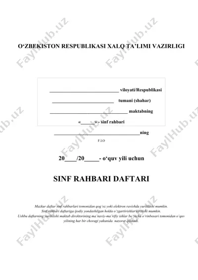 sinf rahbari daftari — DOCX