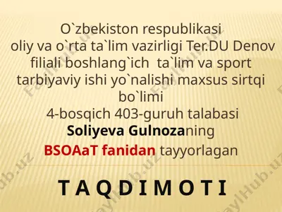 boshlang'ich sinfdan tashqari ishlar — PPTX