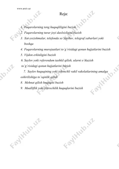 fuqarolarning konstitutsiyaviy huquq va erkinliklariga qarshi jinoyatlar — DOC