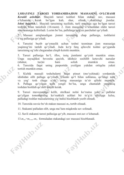 shayinli tarozi yordamida jism massasini o‘lchash — DOCX