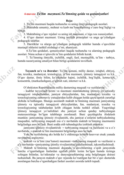 ta’lim mazmuni va uning ilmiy pedagogik asoslari — DOCX