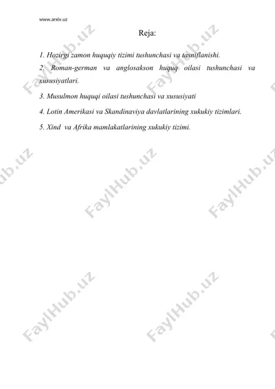 hozirgi zamon huquqiy tizimi tushunchasi — DOC