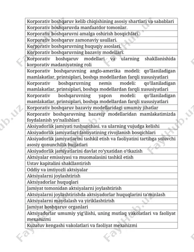 korporativ boshqaruv kelib chiqishining asosiy shartlari va sabablari — DOCX