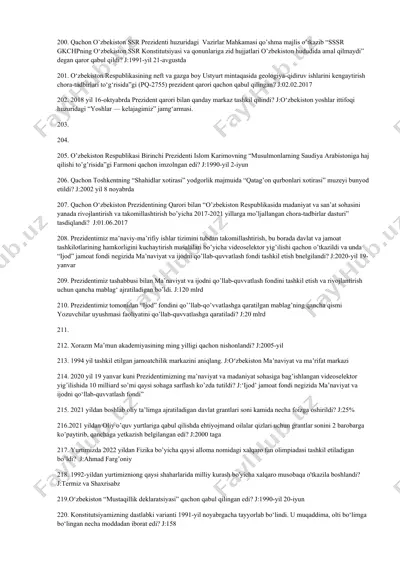 o'zbekiston respublikasi prezidentlarining qarorlar to'plami — DOCX