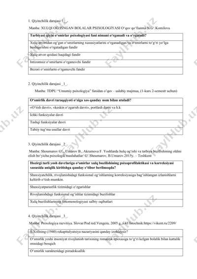 xulq-atvoqan oʻsmirlar psixologiyasi — DOCX