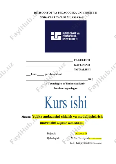 yubka andazasini chizish va modellashtirish mavzusini o’qitish metodikasi — DOCX