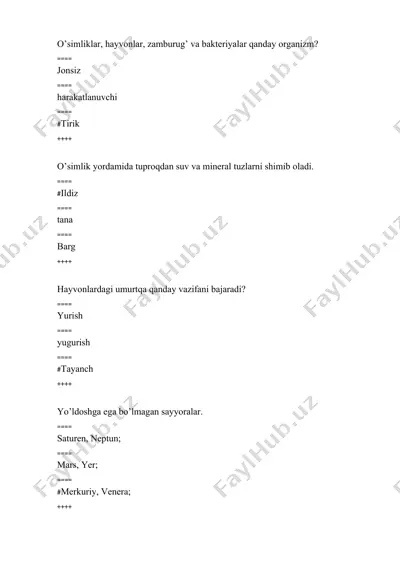 o'simliklar — DOCX