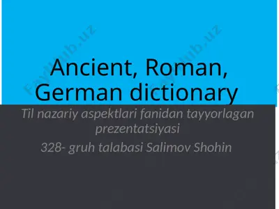 ancient roman german dictionary — PPTX