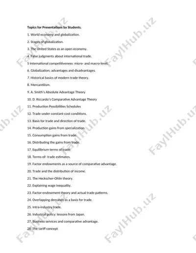 topics for presentations by students — DOCX
