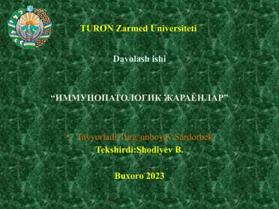 davolash ishi "иммунопатологик жараёнлар" — PPTX