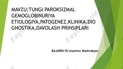 paroksizmal gemoglobinni uriya (ptg) — PPTX