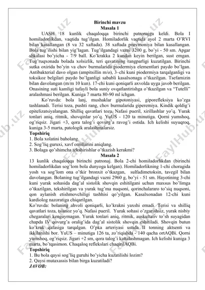 chaqaloqning birinchi patronajiga kelishi — DOCX