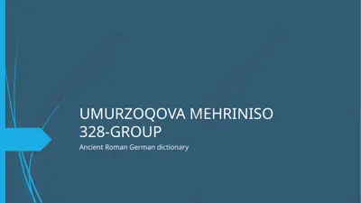 ancient roman german dictionary — PPTX