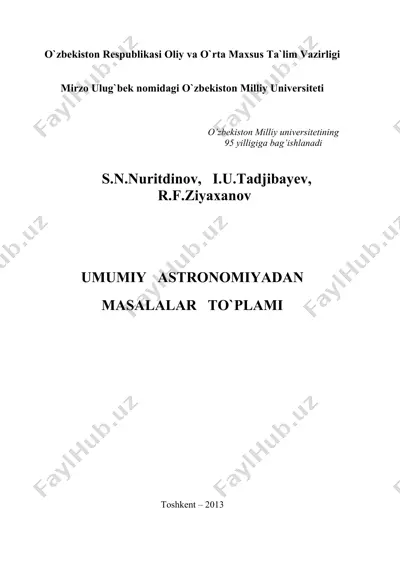 o'zbekiston milliy universiteti umumiy astronomiyadan masalalar to'plami — DOC