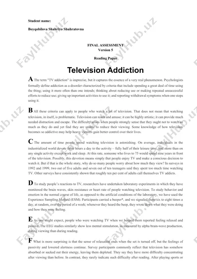 television addiction — DOCX