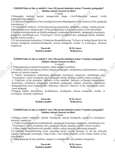 umumiy pedagogika fanidan yakuniy nazorat savollari — DOCX