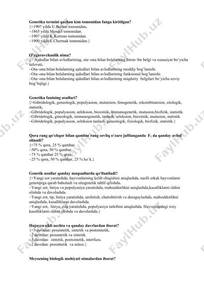 genetika fanining asosiy tushunchalari — DOCX