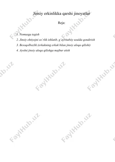 jinsiy erkinlikka qarshi jinoyatlar — DOC