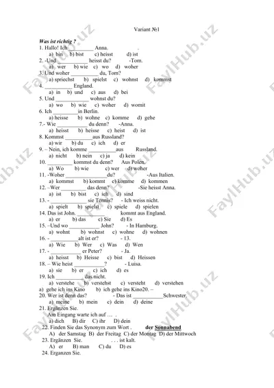 deutsch-prüfung variant №1 — DOC