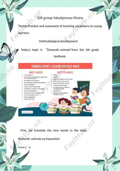 teaching vocabulary to young learners handout — DOCX