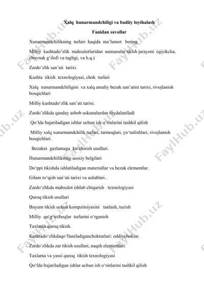 xalq hunarmandchiligi va badiiy loyihalash — DOCX