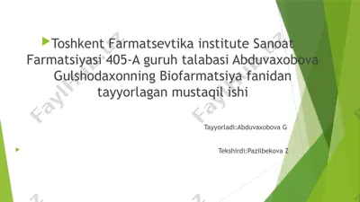 mustaqilishi biofarmatsiyafani — PPTX