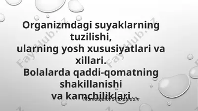 organizmdagi suyaklarning tuzilishi — PPTX