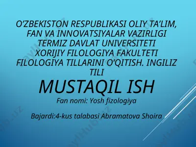 yosh fizologiya — PPT