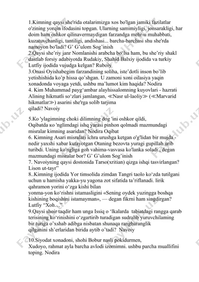 g’ g’ulom sog’inish she’rlari — DOCX