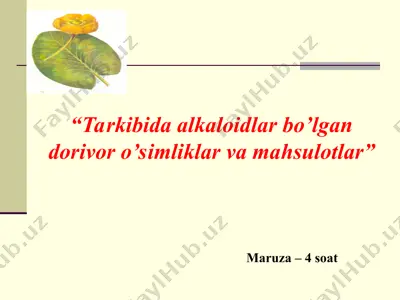 alkaloidlar — PPT