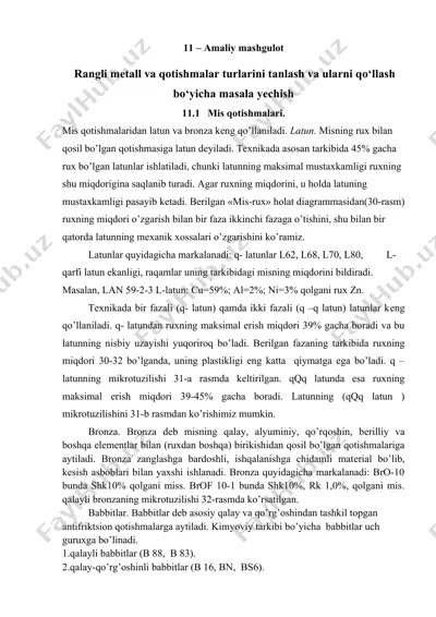 rangli metall va qotishmalar turlarini tanlash va ularni qo‘llash bo‘yicha masala yechish — DOCX