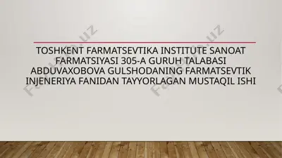 farmatsevtik injeneriya fanida farmasevtik rektifikatsiya kolonnalari — PPTX