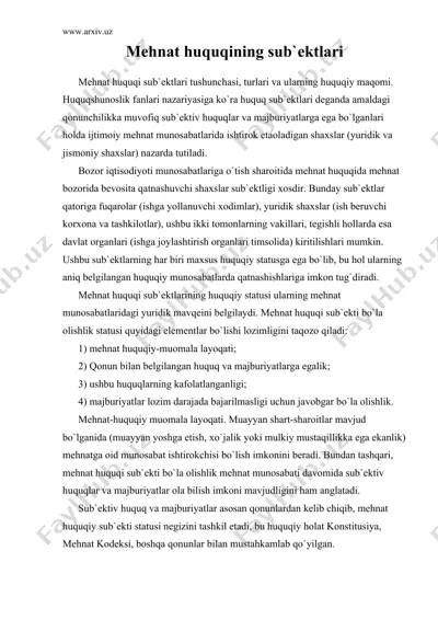 mеhnаt huquqining sub`еktlаri — DOC