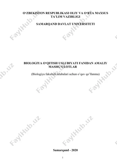 biologiya o‘qitish uslubiyati fanidan amaliy mashg’ulotlar — DOC