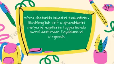 word dasturida ishlashni tushuntirish — PDF