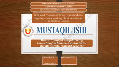 tadqiqot natijalaringing ishonchliligini baholash — PPTX