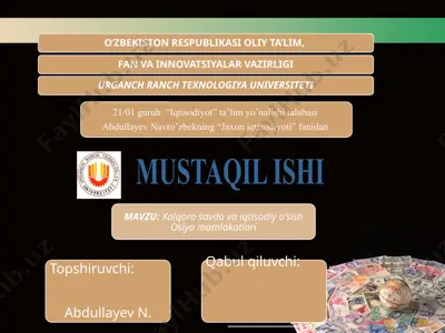 xalqaro savdo va iqtisodiy o'sish. osiyo mamlakatlari — PPTX