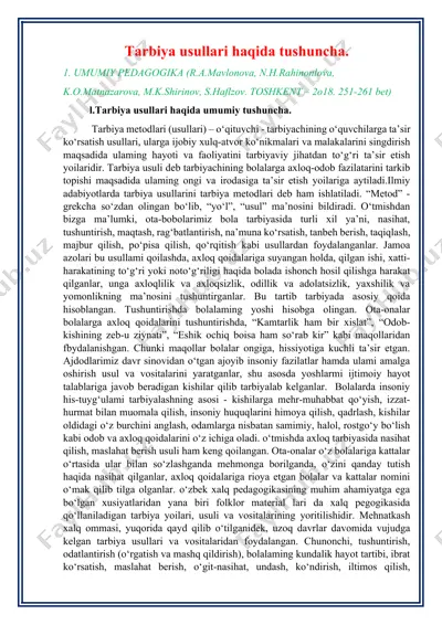 tarbiya usullari — DOCX