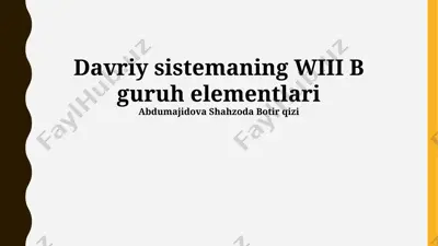 davriy sistemaning wiii b guruh elementlari — PPTX