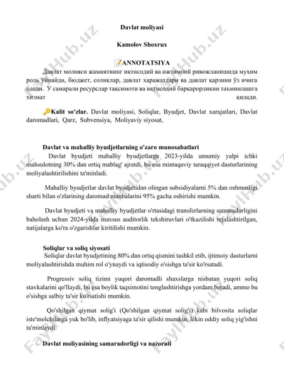 davlat moliyasi — DOCX