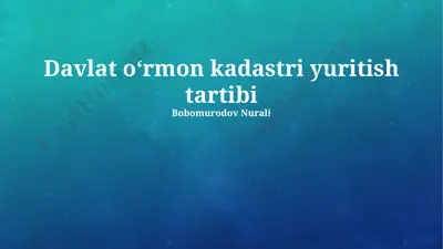davlat oʻrmon kadastri yuritish tartibi — PPTX