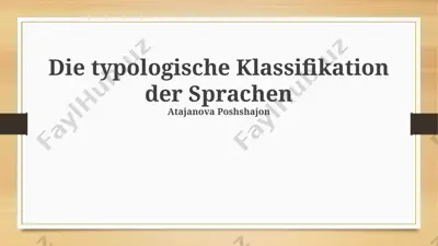 die typologische klassifikation der sprachen — PPTX