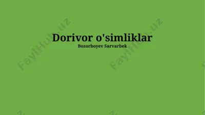 dorivor o'simliklar — PPTX