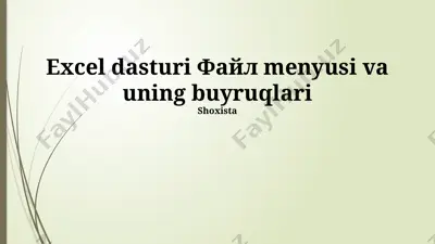 excel dasturi файл menyusi va uning buyruqlari — PPTX
