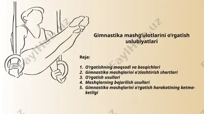 gimnastika mashg'ulotlarini o'rgatish usullari — PPTX