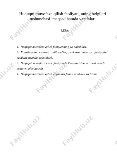 huquqni muxofaza qilish faoliyati, uning bеlgilari tushunchasi, maqsad hamda vazifalari — DOC